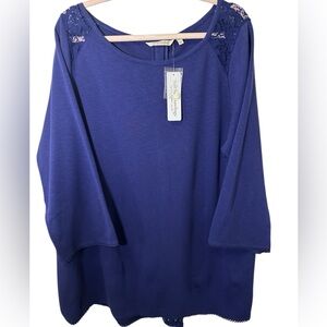 Soft Surroundings Patriot Blue Lace-Detail Tunic